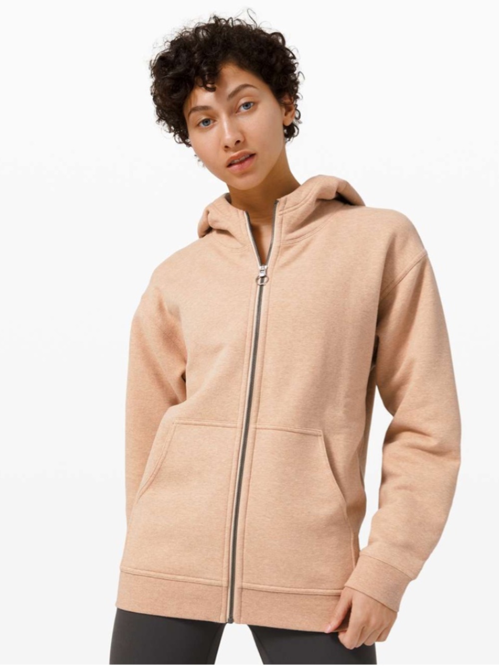 Lululemon All Yours Zip Hoodie in Heathered Ivory Peach Small, Athleisure Active